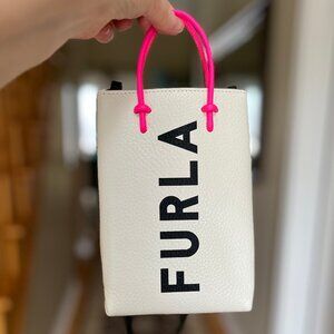 Furla Essential Mini Vertical Crossbody - Bone White Leather - Authentic
